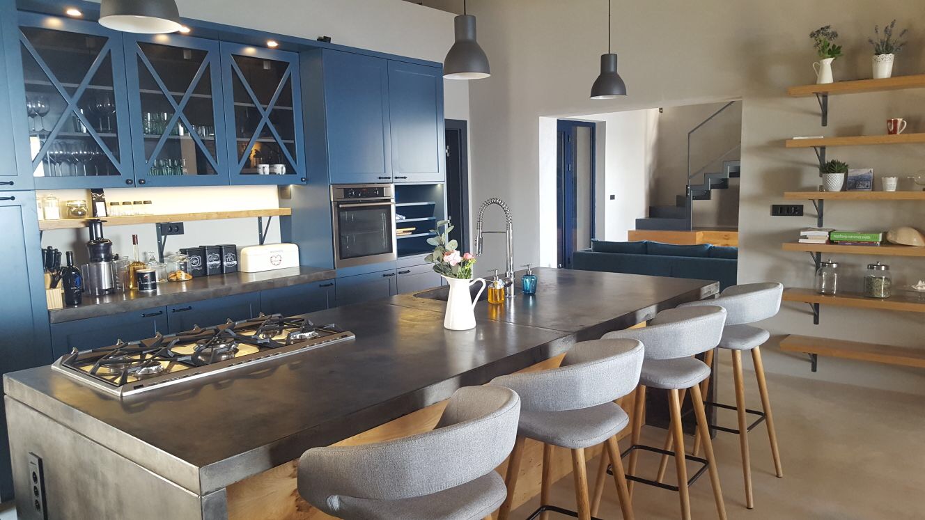 Microcement kitchen island